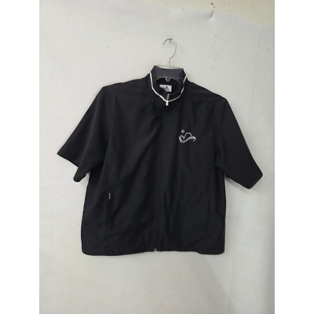 Ashworth Windbreaker Women Large Black Short Sleeve Full Zip WM20061 Golf Jacket